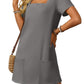 💕Last Day Promotion 49% OFF👗Women's Casual Square Neck Pocket Short Sleeve Dress with Pockets