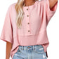 💥Last Day Special Sale 49% OFF👚Women's 3/4 Sleeve Casual Button Down Waffle Knit Tops