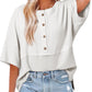 💥Last Day Special Sale 49% OFF👚Women's 3/4 Sleeve Casual Button Down Waffle Knit Tops