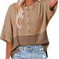 💥Last Day Special Sale 49% OFF👚Women's 3/4 Sleeve Casual Button Down Waffle Knit Tops