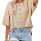 💥Last Day Special Sale 49% OFF👚Women's 3/4 Sleeve Casual Button Down Waffle Knit Tops
