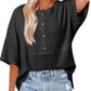 💥Last Day Special Sale 49% OFF👚Women's 3/4 Sleeve Casual Button Down Waffle Knit Tops
