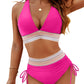 💃💃Summer Sale 49% OFF💃💃High Waisted Tummy Control Color Block Bikini Sets