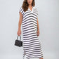 ⏰Early Autumn Sales 49% OFF🍂Women's V-Neck Striped Split Lapel Long Sweater Dress