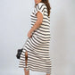 ⏰Early Autumn Sales 49% OFF🍂Women's V-Neck Striped Split Lapel Long Sweater Dress