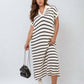 ⏰Early Autumn Sales 49% OFF🍂Women's V-Neck Striped Split Lapel Long Sweater Dress