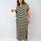 ⏰Early Autumn Sales 49% OFF🍂Women's V-Neck Striped Split Lapel Long Sweater Dress