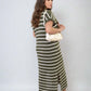⏰Early Autumn Sales 49% OFF🍂Women's V-Neck Striped Split Lapel Long Sweater Dress