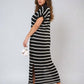 ⏰Early Autumn Sales 49% OFF🍂Women's V-Neck Striped Split Lapel Long Sweater Dress