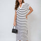 ⏰Early Autumn Sales 49% OFF🍂Women's V-Neck Striped Split Lapel Long Sweater Dress