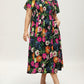 ⏰🌈Summer Hot Sale 70% OFF💃Floral Smocked Square Neck Midi Dress with Pockets