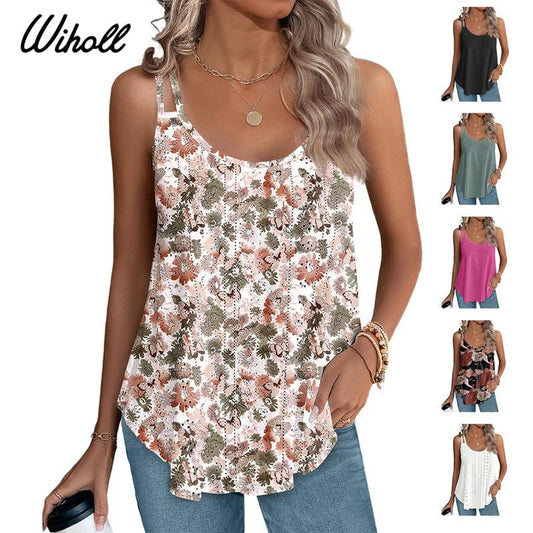 📢2026 HOT SALE 50% OFF👚👍Women's Spaghetti Strap Camisoles Eyelet Embroidery Scoop Neck Tank Tops