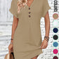 👗50% OFF NOW!⏰Women's Plain Button V Neck Tee Dress– Timeless solid colors & soft fabric – Perfect for work, brunch or summer days🌸