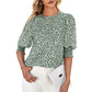 ⏰💥2026 Hot Sale 49% OFF👚Women's Crewneck Smocked Puff Sleeve Floral Print Blouse