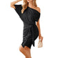 💃Last Day Sales - 49% OFF🎉Sparkly One-Shoulder Ruched Dress