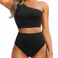 💥Last Day Special Sale 49% OFF🩱One Shoulder High Waisted Bikini Sets Two Piece Swimsuit Tummy Control