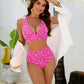 Women Embroidery Print High Waisted Bikini Sets V Neck Tummy Control Bathing Suit Two Piece Curvy Swimsuits