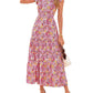 🏖️Early Summer Sale-50% Off🌷Women's Boho Print V Neck Ruffle Maxi Dress