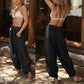 👖Hot Sale 50% OFF !✨Women's Baggy Wide Leg Pants Casual Elastic Waisted Palazzo Harem Pants with Pockets