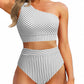 💥Last Day Special Sale 49% OFF🩱One Shoulder High Waisted Bikini Sets Two Piece Swimsuit Tummy Control