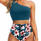 💥Last Day Special Sale 49% OFF🩱One Shoulder High Waisted Bikini Sets Two Piece Swimsuit Tummy Control
