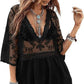 💗LAST DAY SALE 60% OFF⚡50K+ SOLD💕Boho Lace Beach Cover-Up Dress – V-Neck Sheer Swim Cover