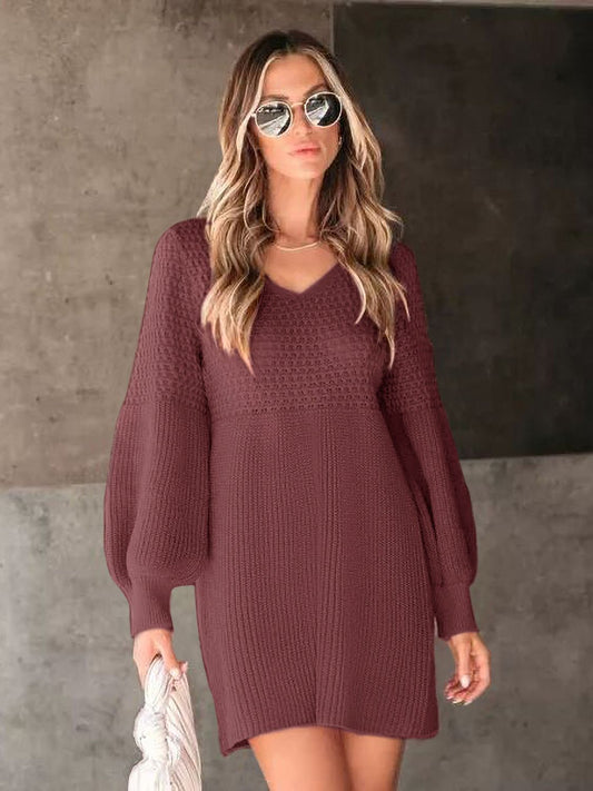 🔥BLACK FRIDAY SALE 49% OFF🔥V-Neck Gigot Sleeve Sweater Dress