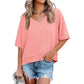 💥2026 Hot Sale 49% OFF👚Women's V Neck T Shirts Casual Short Sleeve Flowy Tops Loose Fit Basic Tees -👍Premium Blend Fabric Flattering V Neckline