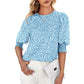 ⏰💥2026 Hot Sale 49% OFF👚Women's Crewneck Smocked Puff Sleeve Floral Print Blouse