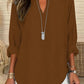 👍LAST DAY SALE 50% OFF🌹Women's Plain Notched Neck Drop Shoulder Blouse Shirts, Casual Long Sleeve Top