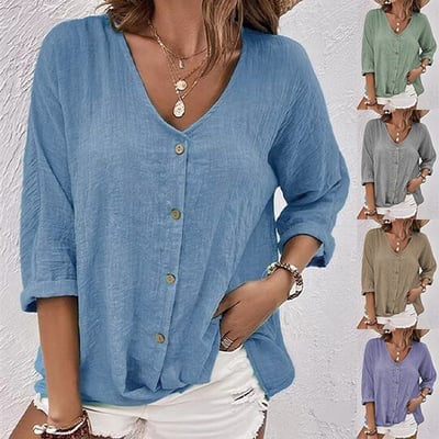 🍂Autumn Sales 49% OFF🍁Women Linen V-neck Loose Top