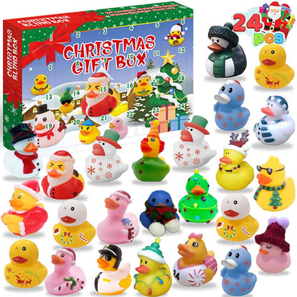 🎉Last 48 hours 49% OFF🎄24 Pcs Christmas Rubber Ducks Advent Calendar🎅