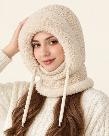 Women's Winter Balaclava – 4-in-1 Knit Hat, Scarf, Face Cover & Ear Warmer