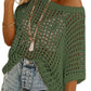 💥This Week's Special Price-49% OFF💥Womens Summer Scoop Neck Short Sleeve Sweater Casual Crochet Hollow Out Knit Top