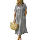 💃LAST DAY SALE 49% OFF👗Women's Loose Midi Striped Shirt Dress with Pockets