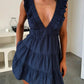 💃2026 Summer New Arrival 50% OFF💥Women's Deep V-Neck Sleeveless Ruffled Fitted Mini Dress