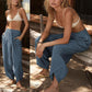 👖Hot Sale 50% OFF !✨Women's Baggy Wide Leg Pants Casual Elastic Waisted Palazzo Harem Pants with Pockets