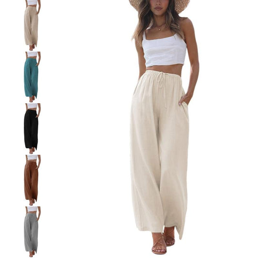👖50% OFF NOW!🌿Women's Casual Lightweight Plain Trousers –✨Adjustable Drawstring,Side Pockets & Soft Drape