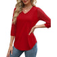 🏆🌷2026 Hot Sale-49% OFF🔥Women's 3/4 Length Sleeve V-Neck Lace Tunic Tops Business Casual Blouses