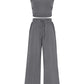 🔥2026 Hot Sale 70% OFF👚Women's Sleeveless Cropped Top Elastic Waist Wide Leg Pants 2 Piece Set
