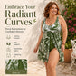 👙 LIMITED-TIME 50% OFF! 🌸Women's Leaf Floral Print One Piece Swim Dress, Tummy Control Plus Size Swimming Costume