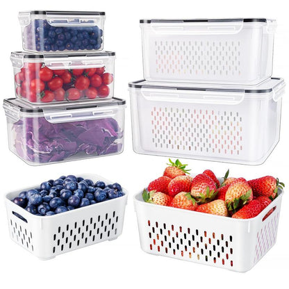 🌿HOT SALE 50% OFF NOW!🍓✨3-PC Fruit Container Set – Removable Colander, Leak-Proof & Stackable