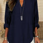 👍LAST DAY SALE 50% OFF🌹Women's Plain Notched Neck Drop Shoulder Blouse Shirts, Casual Long Sleeve Top