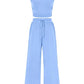 🔥2026 Hot Sale 70% OFF👚Women's Sleeveless Cropped Top Elastic Waist Wide Leg Pants 2 Piece Set