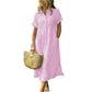 💃LAST DAY SALE 49% OFF👗Women's Loose Midi Striped Shirt Dress with Pockets