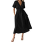 📢2026 Summer Hot Sale 49% OFF🌈⏰Women's Lightweight Summer Cotton Dress V-Neck Bohemian Casual Loose Short Sleeve Drawstring Beach Dress with Pockets