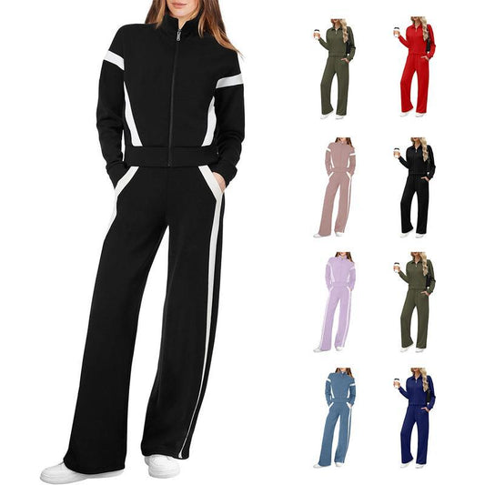 💥Limited Time Offer 50% OFF🥰Stylish Jacket & Wide Leg Pants 2-Piece Set-💝Warm and stylish