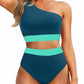 💥Last Day Special Sale 49% OFF🩱One Shoulder High Waisted Bikini Sets Two Piece Swimsuit Tummy Control