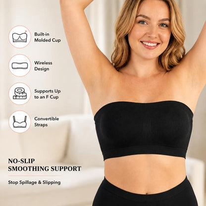 ⏳LAST DAY SALE ONLY ￡10.99!!👍✨Convertible Strapless Bandeau Bra with Wireless Comfort, Anti-Slip Grip & Removable Straps Fit Outfits👙🇬🇧