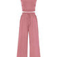 🔥2026 Hot Sale 70% OFF👚Women's Sleeveless Cropped Top Elastic Waist Wide Leg Pants 2 Piece Set